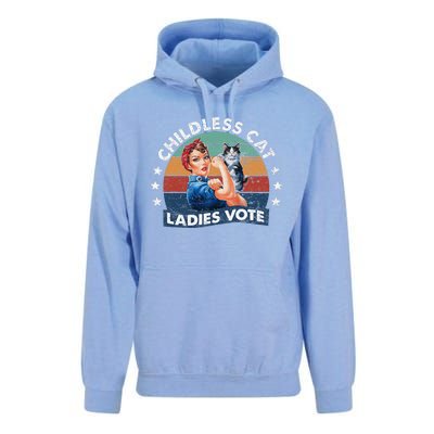 Childless Cat Ladies Vote Rosie The Riveter Vintage Funny Unisex Surf Hoodie