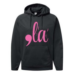 Cute Cat Lady Comma + La  La Vote Pro Kamala Harris 2024 Performance Fleece Hoodie