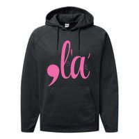 Cute Cat Lady Comma + La  La Vote Pro Kamala Harris 2024 Performance Fleece Hoodie