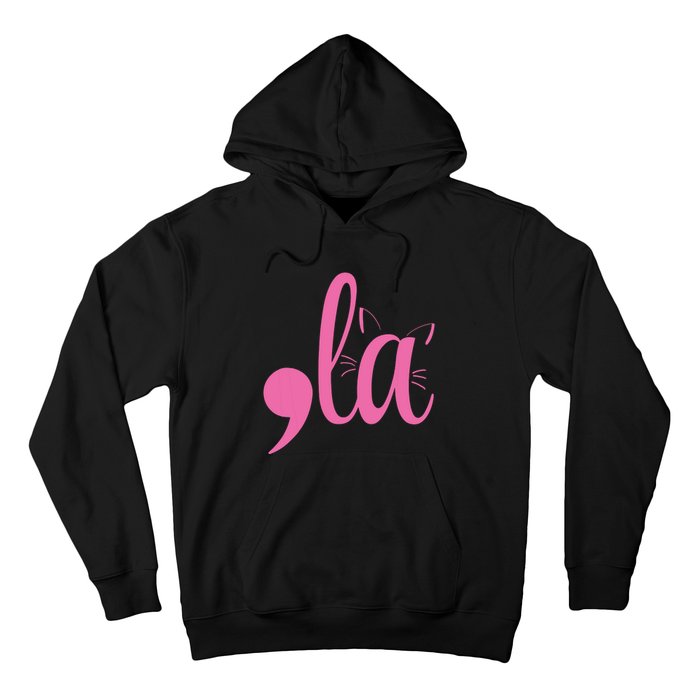 Cute Cat Lady Comma + La  La Vote Pro Kamala Harris 2024 Hoodie