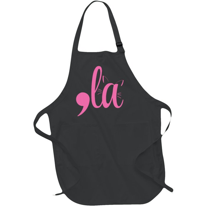 Cute Cat Lady Comma + La  La Vote Pro Kamala Harris 2024 Full-Length Apron With Pockets