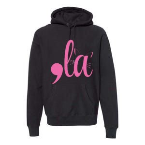 Cute Cat Lady Comma + La  La Vote Pro Kamala Harris 2024 Premium Hoodie