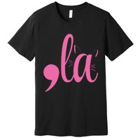 Cute Cat Lady Comma + La  La Vote Pro Kamala Harris 2024 Premium T-Shirt