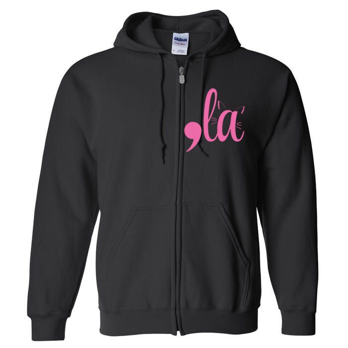 Cute Cat Lady Comma + La  La Vote Pro Kamala Harris 2024 Full Zip Hoodie