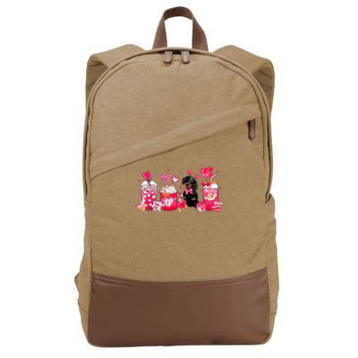 Cute Coffee Latte Dachshund Valentines Day Puppy Dog Lover Cotton Canvas Backpack