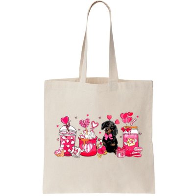 Cute Coffee Latte Dachshund Valentines Day Puppy Dog Lover Tote Bag