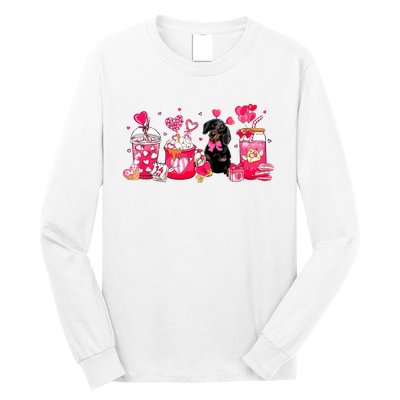 Cute Coffee Latte Dachshund Valentines Day Puppy Dog Lover Long Sleeve Shirt