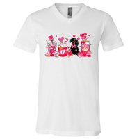 Cute Coffee Latte Dachshund Valentines Day Puppy Dog Lover V-Neck T-Shirt