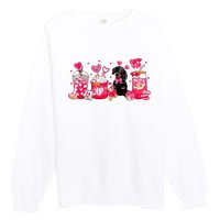 Cute Coffee Latte Dachshund Valentines Day Puppy Dog Lover Premium Crewneck Sweatshirt