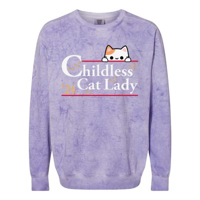 Childless Cat Lady 24 Colorblast Crewneck Sweatshirt