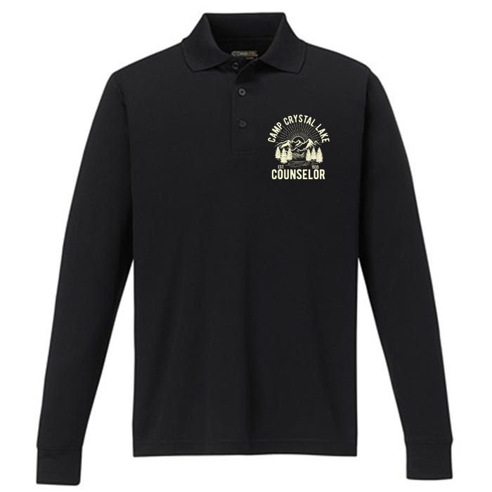 Camp Crystal Lake Counselor Graphic Performance Long Sleeve Polo