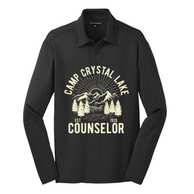 Camp Crystal Lake Counselor Graphic Silk Touch Performance Long Sleeve Polo