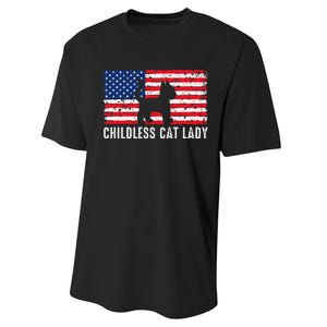 Childless Cat Lady 2024 Vote Patriotic Usa Performance Sprint T-Shirt