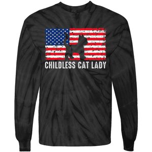 Childless Cat Lady 2024 Vote Patriotic Usa Tie-Dye Long Sleeve Shirt