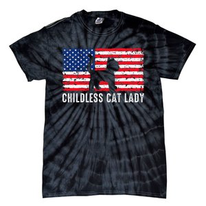 Childless Cat Lady 2024 Vote Patriotic Usa Tie-Dye T-Shirt