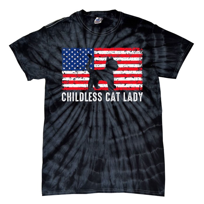 Childless Cat Lady 2024 Vote Patriotic Usa Tie-Dye T-Shirt