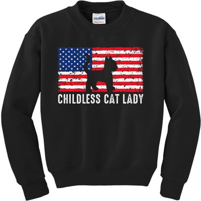 Childless Cat Lady 2024 Vote Patriotic Usa Kids Sweatshirt