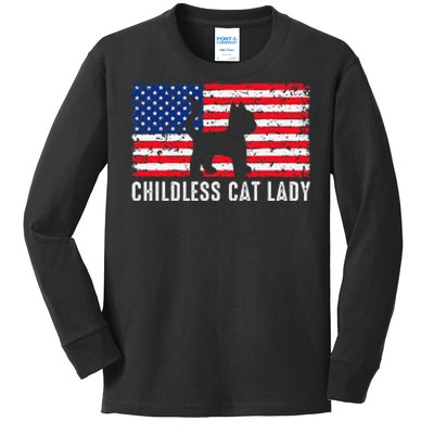 Childless Cat Lady 2024 Vote Patriotic Usa Kids Long Sleeve Shirt