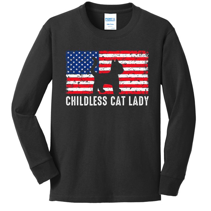 Childless Cat Lady 2024 Vote Patriotic Usa Kids Long Sleeve Shirt