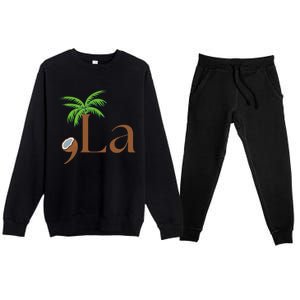 Coconut Comma + La 2024 Gift Funny Premium Crewneck Sweatsuit Set