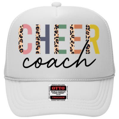 Cheer Coach Leopard Cheerleading Props Mother's Day High Crown Mesh Back Trucker Hat