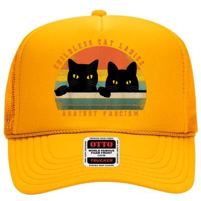 Childless Cat Ladies Against Fascism High Crown Mesh Back Trucker Hat