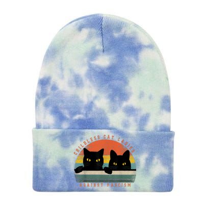 Childless Cat Ladies Against Fascism Tie Dye 12in Knit Beanie