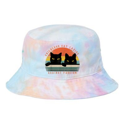 Childless Cat Ladies Against Fascism Tie Dye Newport Bucket Hat