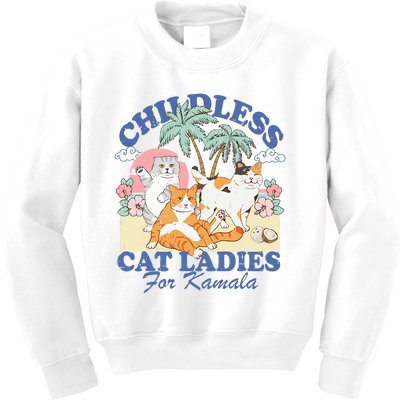 Childless Cat Lady For Kamala Harris 2024 Election Funny Cat Kids Sweatshirt