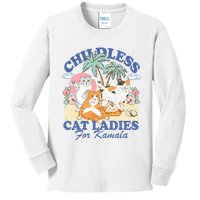 Childless Cat Lady For Kamala Harris 2024 Election Funny Cat Kids Long Sleeve Shirt