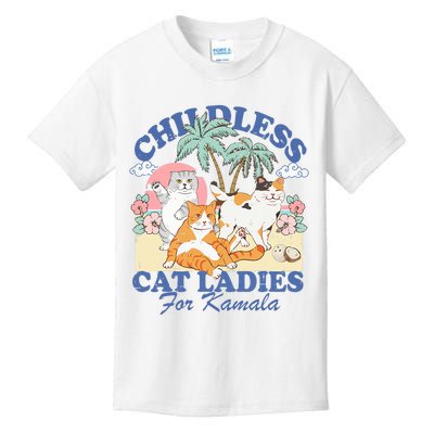 Childless Cat Lady For Kamala Harris 2024 Election Funny Cat Kids T-Shirt