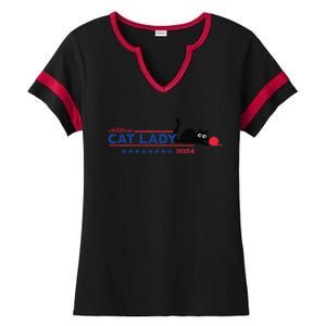 Childless Cat Lady Voting Election 2024 Usa Gift Ladies Halftime Notch Neck Tee