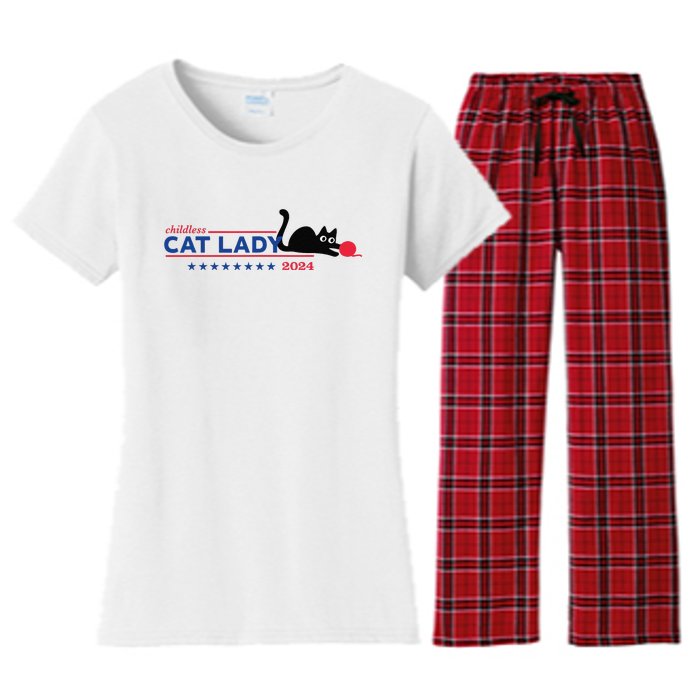 Childless Cat Lady Voting Election 2024 Usa Gift Women's Flannel Pajama Set