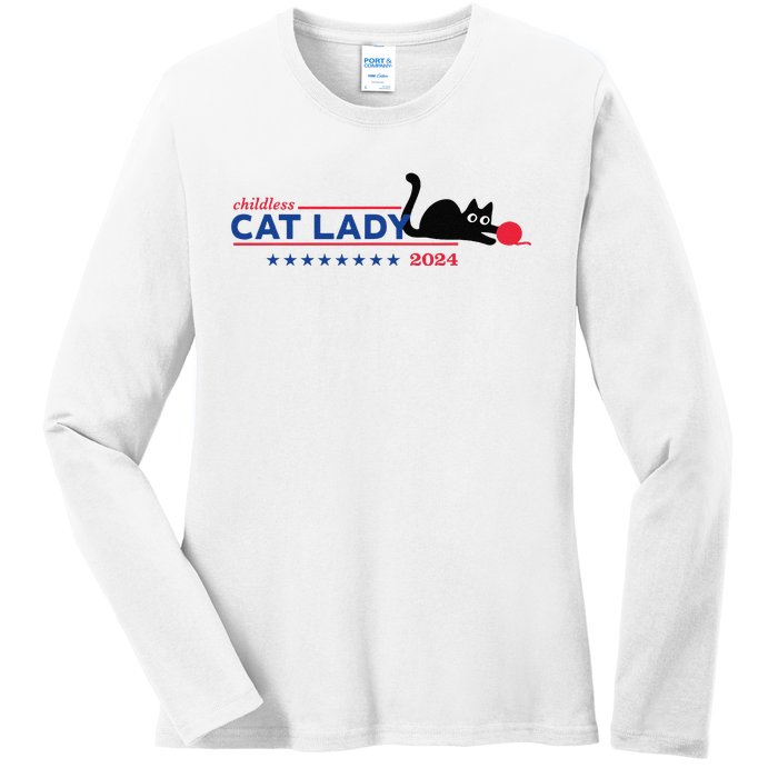 Childless Cat Lady Voting Election 2024 Usa Gift Ladies Long Sleeve Shirt