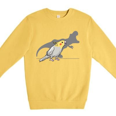 Cockatiel Cockatoo Lutino Parrot Quarrion Dinosaur Dino Gift Premium Crewneck Sweatshirt