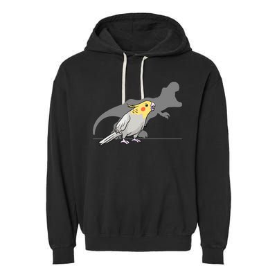 Cockatiel Cockatoo Lutino Parrot Quarrion Dinosaur Dino Gift Garment-Dyed Fleece Hoodie