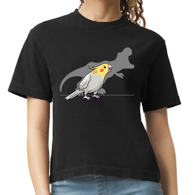 Cockatiel Cockatoo Lutino Parrot Quarrion Dinosaur Dino Gift Comfort Colors Boxy T-Shirt