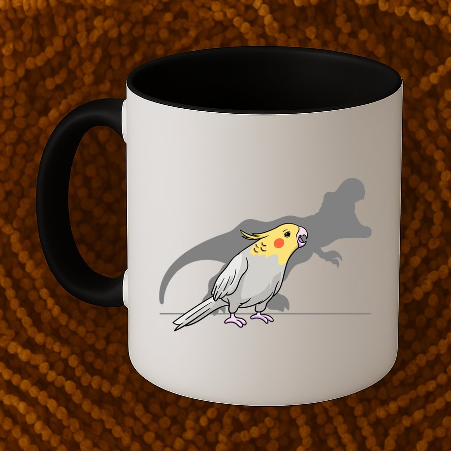 Cockatiel Cockatoo Lutino Parrot Quarrion Dinosaur Dino Gift Mug