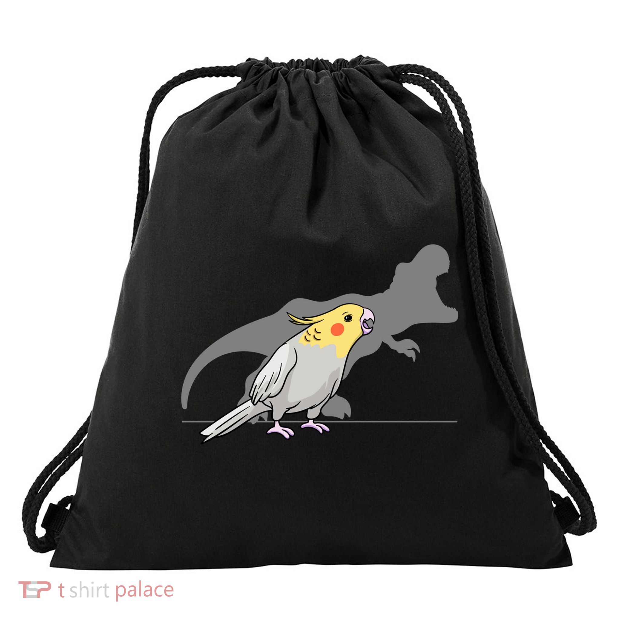 Cockatiel Cockatoo Lutino Parrot Quarrion Dinosaur Dino Gift Drawstring Bag