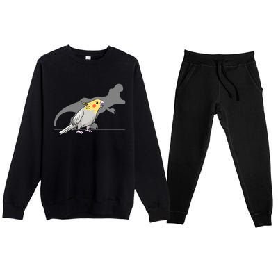 Cockatiel Cockatoo Lutino Parrot Quarrion Dinosaur Dino Gift Premium Crewneck Sweatsuit Set