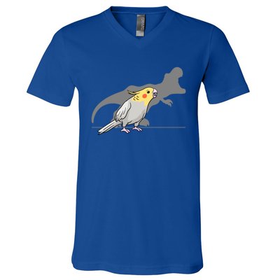 Cockatiel Cockatoo Lutino Parrot Quarrion Dinosaur Dino Gift V-Neck T-Shirt