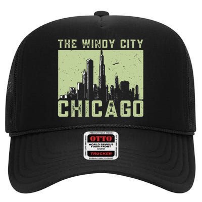 Chicago City Lover The Windy City Chicago High Crown Mesh Back Trucker Hat