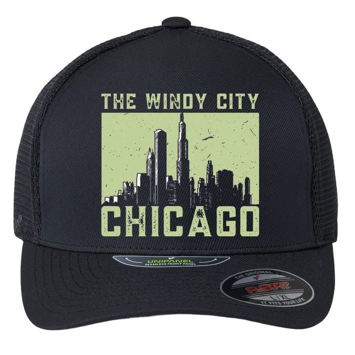 Chicago City Lover The Windy City Chicago Flexfit Unipanel Trucker Cap