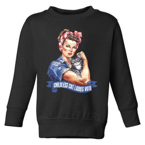 Childless Cat Ladies Vote Rosie The Riveter Toddler Sweatshirt