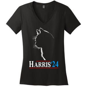 Childless Cat Lady Funny Cat Ladies For Kamala Harris 2024 Women's V-Neck T-Shirt