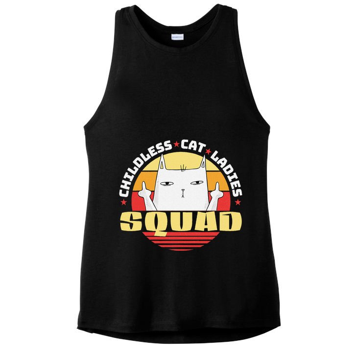 Childless Cat Ladies Squad Club Lady Funny Middle Finger Ladies PosiCharge Tri-Blend Wicking Tank