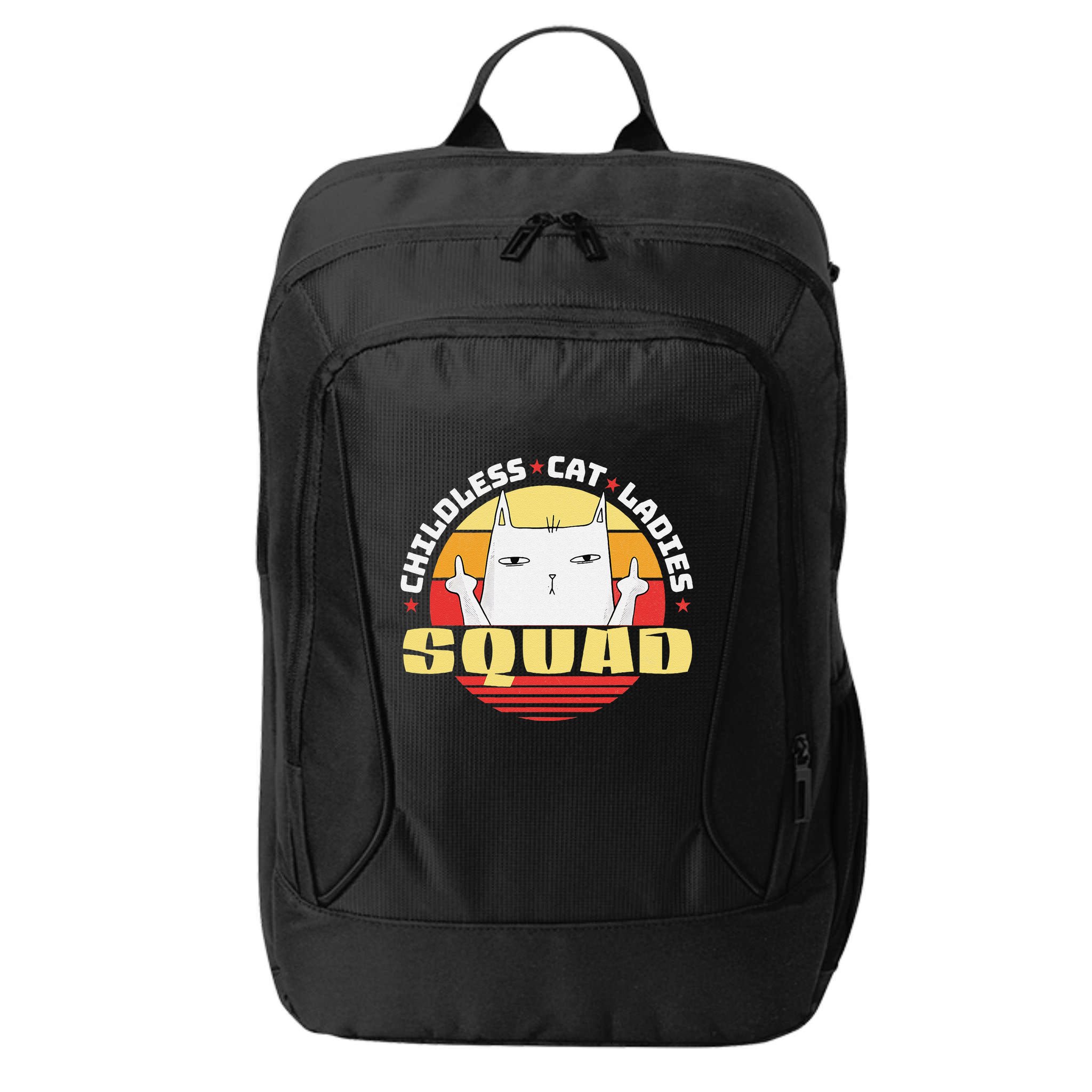 Childless Cat Ladies Squad Club Lady Funny Middle Finger City Backpack