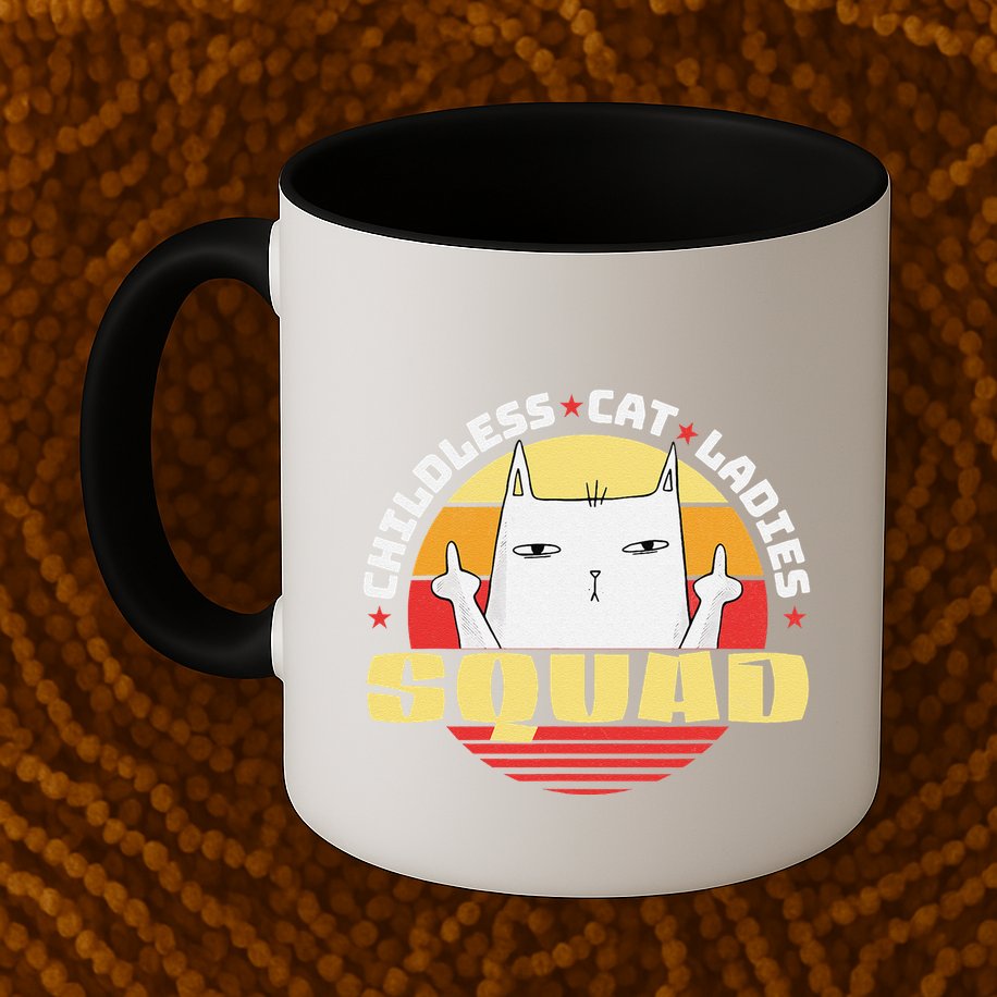 Childless Cat Ladies Squad Club Lady Funny Middle Finger Mug