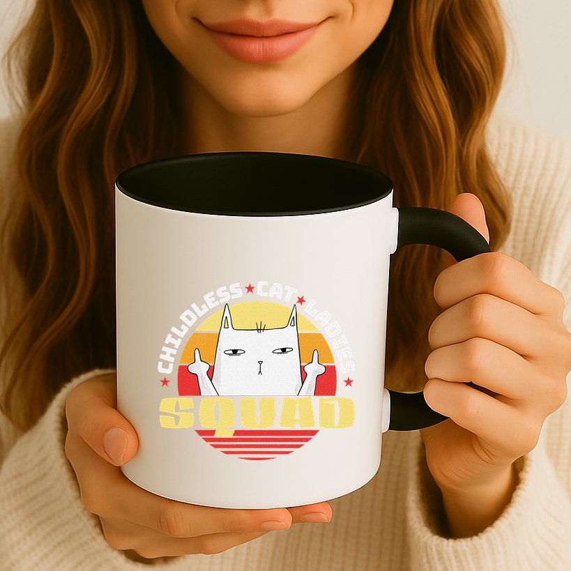 Childless Cat Ladies Squad Club Lady Funny Middle Finger Mug