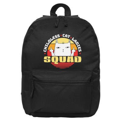 Childless Cat Ladies Squad Club Lady Funny Middle Finger 16 in Basic Backpack